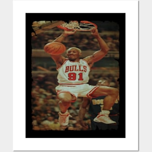 Dennis Rodman - Chicago Bulls Dunk Vintage Posters and Art